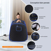 Cabine sauna vapeur portable avec tissu isolant, fermetures zippées et poches de rangement séparées