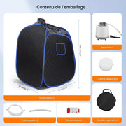 Kit sauna vapeur portable avec cabine pliable, générateur vapeur, télécommande, tuyaux et sac de rangement
