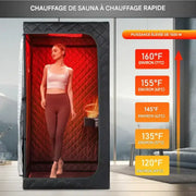 Sauna infrarouge portable avec chauffage rapide 1500 W et cabine individuelle pour utilisation à la maison
